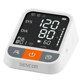 SENCOR SBP 1500WH bílá / digitální tlakoměr / krevní tlak tep / paměť 2x99 míst / displej 83 × 82 mm / 4x AAA (8590669352975)