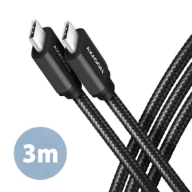 AXAGON BUCM3-CM30AB SPEED Datový kabel USB-C 3.2 - USB-C 60W 3.0m černá (BUCM3-CM30AB)