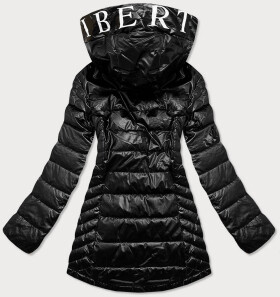 Černá metalická dámská bunda kapucí (W717) odcienie czerni