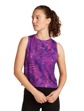 Dámské merino tílko ICEBREAKER Wmns 125 Cool-Lite Sped Tank Fusion AOP, Passion/Aop velikost: L