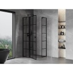 MEXEN/S - Mist sprchový kout pětiboký křídlový levá 90 x 90, černá kratka, černá 8A8-090-090-70-77-L