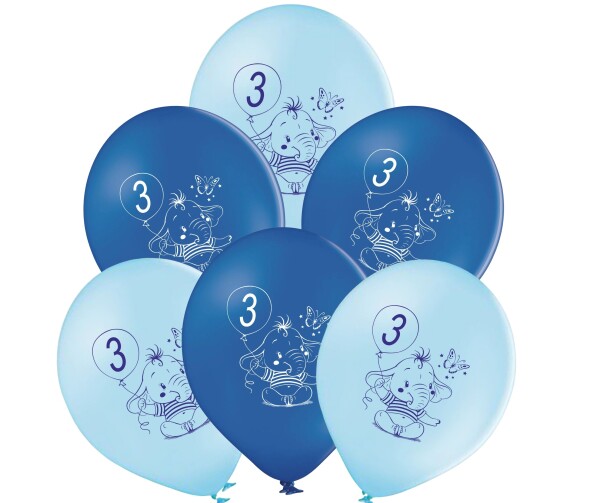 Balónky 3.narozeniny modrý slon 6 ks Balonky.cz Balónky 3.narozeniny modrý slon 6 ks Balonky.cz