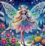 Diamantový obrázek - Víla v šatech 23 x 30 cm