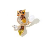 Exkluzivní brož Swarovski Elements Sabina - sova, Zlatá
