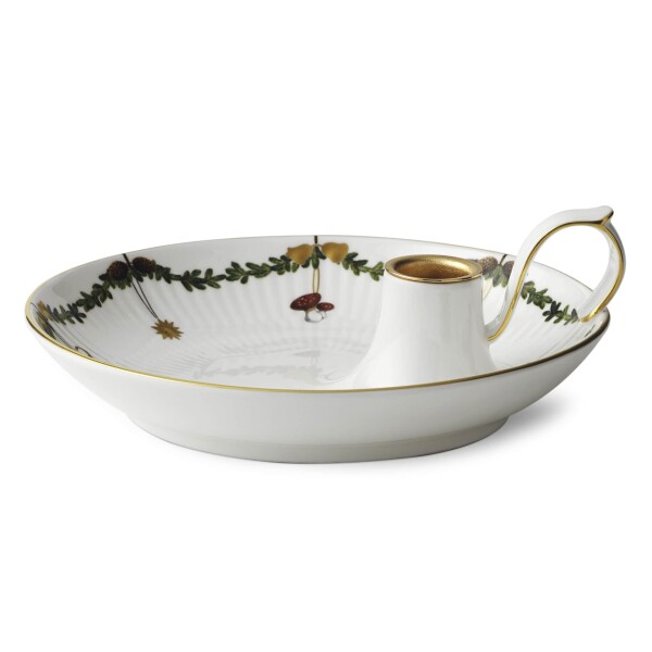 Royal Copenhagen Porcelánový svícen Star Fluted Christmas 17,5 cm, bílá barva, porcelán