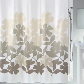 Spirella FLEURY bílá / Sprchový závěs / Motiv květin / 120 x 200 cm / Polyester