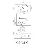 CERANO - Kompletní WC set Profi/Cesso - černá matná - WC tlačítko Slim/Bílá - předstěnová instalace - 49x36 CER-8050BD45