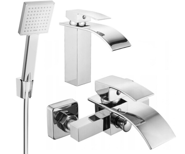 MEXEN - Aries R45 Set umyvadlové a vanové baterie s příslušenstvím, chrom 744803R45-00