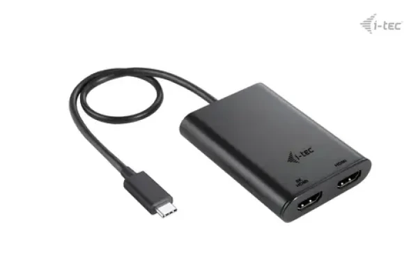 I-tec USB-C Dual HDMI adaptér černá / Adaptér / 2x HDMI / 4K 60Hz (8K 30Hz) / USB-C / 0,3 m (C31DUAL4K60HDMI)