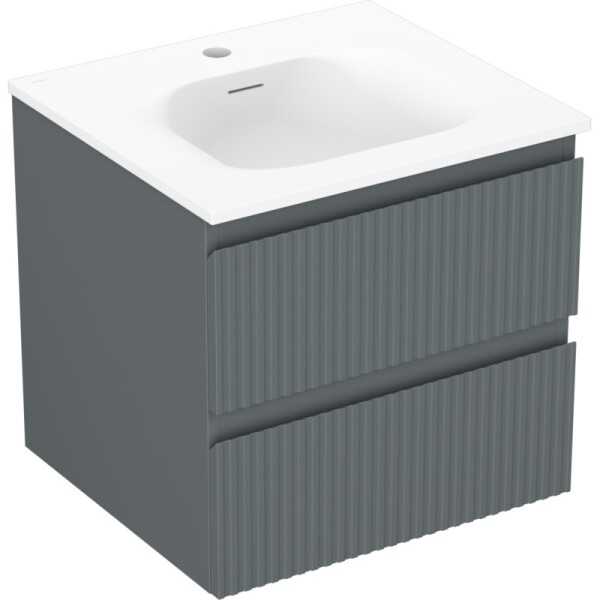 MEXEN/S - Rivel koupelnová skříňka 50 cm s umyvadlem Vela, 2 zásuvky, reliéf , grafit mat/bílá mat 91A20-05047-2-BFF66-W23M01