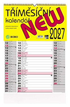 Nástěnný kalendář 2027 tříměsíční NEW
