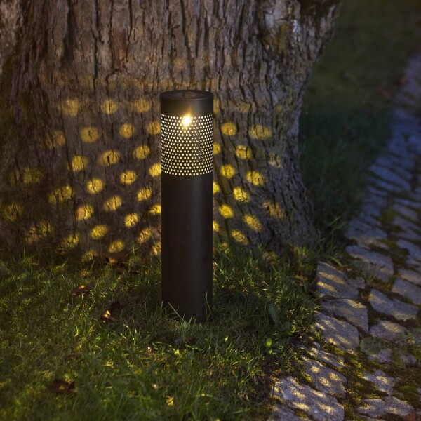 STAR TRADING Zahradní osvětlení na solární napájení Bollard Blace 39 cm, černá barva, kov
