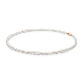 Perlový náhrdelník Sabrina - pravé perly, stříbro 925/1000, Zlatá 45 cm Bílá