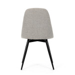 Židle jídelní, krémová látka, 360° otočný mechanismus, černý matný lak, kovové nohy