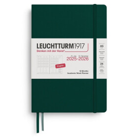Academic Week Planner 2026 Medium (A5) 18 Months Forest Green