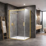 HOPA - Pevná boční stěna PANEL BELVER GOLD NEW - Barva rámu - Zlatá, Pevná stěna - 80 Směr zavírání - Univerzální Levé / Pravé, Výplň - Čiré bezpečnostní sklo - 8 mm BCBELV80PSBGCN