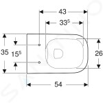 GEBERIT - Selnova Square Závěsné WC, 540x350 mm, Rimfree, bílá 501.546.01.1