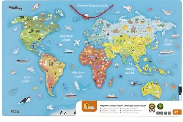 VIGA Puzzle Mapa světa s tabulí