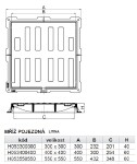 MIDAS Litinová mříž s rámem DN 550 x 550 mm, zatížení do 25 tun , Mondial