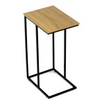 Odkládací stůl, MDF deska, dekor divoký dub, černý kov