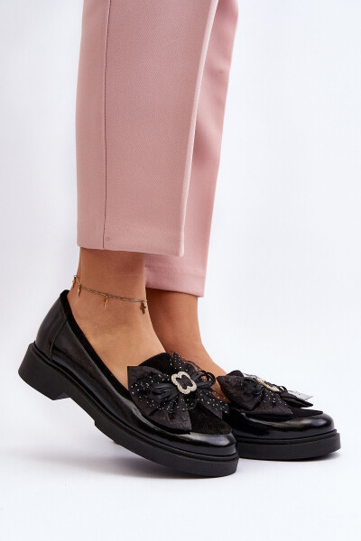 Dámské lakované mokasíny s mašlí Laura Messi 2786 černé 39