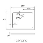 CERANO - Sprchová vanička obdélníková Piato - litý mramor - bílá lesklá - 90x80x3 CER-476954