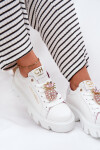Kožené tenisky s ozdobnou broží ananas CheBello 4651 bílé 39