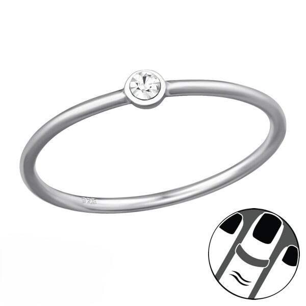 LUNICA Stříbrný midi prsten s krystalem 0435