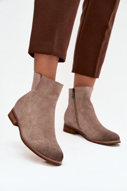 Dámské kotníkové boty na nízkém podpatku Vinceza 39961 béžové 39