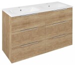 SAPHO - CIRASA umyvadlová skříňka s dvojumyvadlem 121x77x46cm, 3x zásuvka, dub alabama CR121-2222-31