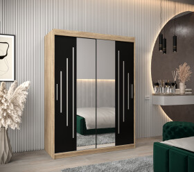 Šatní skříň Abi Y1 Barva korpusu: Dub Sonoma, Rozměry: 150 cm, Dveře: Černá