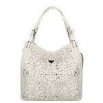 Trendy dámská koženková kabelka na rameno Tiara, krémová