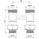 MEXEN - přímý připojovací ventil G1/2''*3/4'' nikl W912-012-01