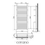 CERANO - Koupelnový radiátorový set Antonio - kombinované vytápění, wifi tyč - boční jednobodové připojení - 600W - černá matná - 1180x550 mm CER-085177
