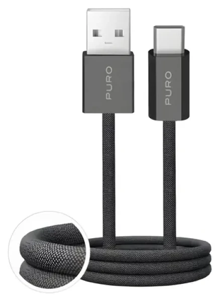 Puro Fabrik 2.0 tmavě zelená / Datový kabel USB-A - USB-C / opletený / 10 W / 1,5 m