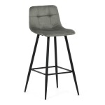 Židle barová, zelená látka, čtyřnohá kovová podnož, černý mat