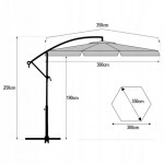 Zahradní slunečník 3,5 m se solárním LED světlem - krémový, UV50+