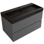 CERANO - Koupelnová skříňka Carole - antracitová + umyvadlo z lit. mramoru Vita - černá matná - s otvorem - 100x58x46 CER-567763