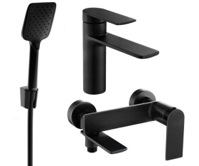 MEXEN - Zero SET umyvadlová + vanová baterie s příslušenstvím R62, černá 71103R62-70
