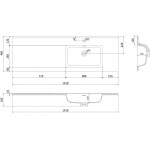 MEXEN - Otis umyvadlo zapuštěné do desky pravá 141 x 46,5, bílá mat 25181401P