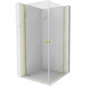 MEXEN/S - Mist-B Duo sprchový kout dveře křídlové 75 x 75, transparent, zlato kartáčovaná 8A2-075-075-55-00