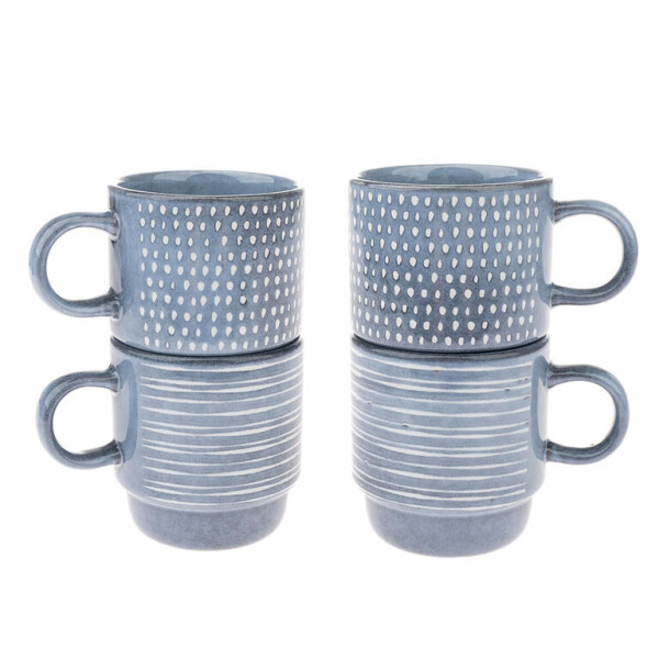 Sada 4 ks keramických hrnků SKY BLUE, 290 ml