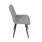 Židle jídelní, stříbrná látka, nohy černý kov