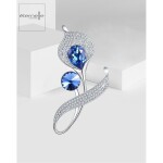Brož Swarovski Elements Amedee - květina, Modrá