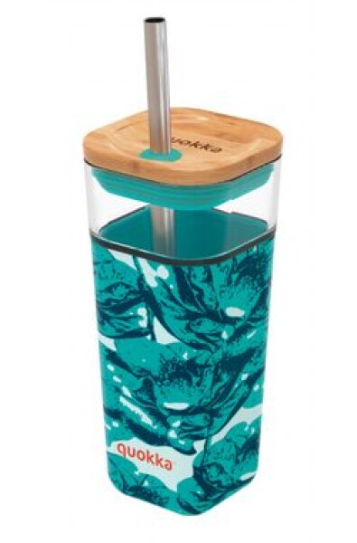 Quokka Liquid Cube 540ml Water Flowers / Sklenice s víčkem / brosilikátové skla (8412497400607)
