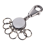 TROIKA klíčenka - kroužky \"Patent\", kovová, s karabinkou, stříbrná