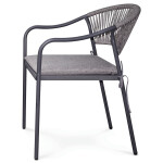 Zahradní židle, kov, polyratan, šedá, AZC-L1352 GREY