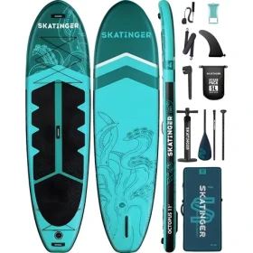 SKATINGER Octopus 335x86x15 cm modrá / Paddleboard / Nafukovací / Nosnost 170 kg / Pádlo a batoh v balení (Octupus)