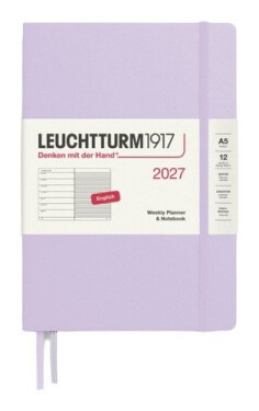 Týdenní plánovač & Zápisník Lilac, Medium A5 2027, anglicky