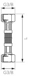 NOVASERVIS - Nerezová hadička M3/8" x M3/8"-50cm PWS93